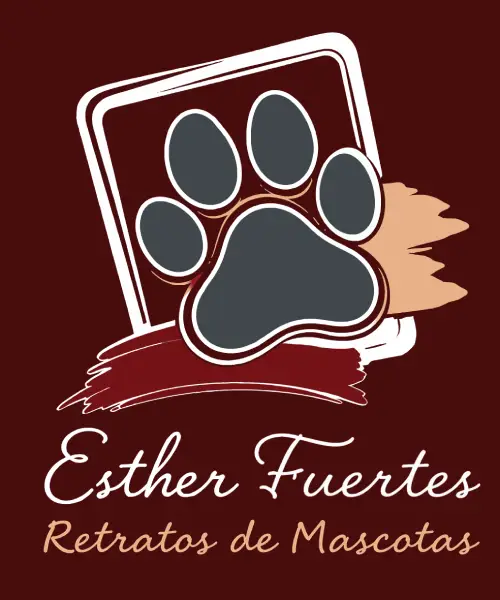 Logo con huella y texto Retratos de Mascotas