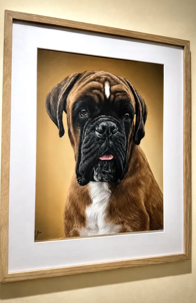 Regalo retrato Bóxer enmarcado realizado por Esther Fuertes